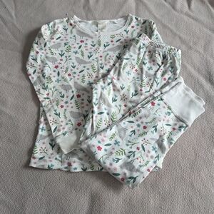 Mini Boden Girls' White Floral Animal Print Pajama Set